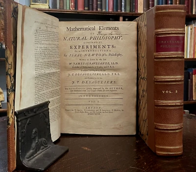 MATHEMATICAL ELEMENTS OF NATURAL PHILOSOPHY - s'Gravesande, 1747 NEWTON, PHYSICS - Image 1 of 4