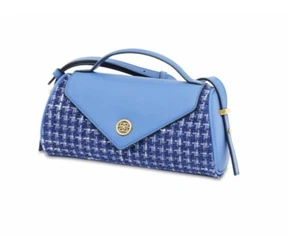 Bolvaint Juliette Shoulder Bag Blue leather Tweed Crossbody Clutch Small Purse - Picture 1 of 8