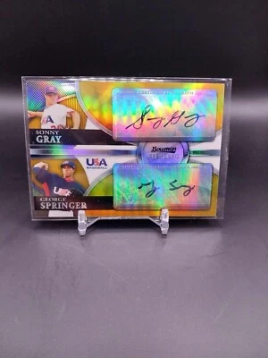 2010 Bowman Sterling George Springer Sonny Gray Gold Dual Auto /50 USA A3 - Image 1 of 2