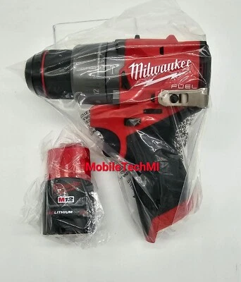 Milwaukee M12 FUEL 1/2" Hammer Drill Driver 3404-20 GEN 3 + 2.0 Ah CP2.0 Battery - Image 1 of 4