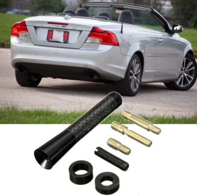 Tornillo de radio AM/FM de mástil de antena negro carbono corto de 3" para VOLVO C70 2006-2013 Foto 1 de 4