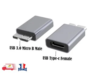 Adaptateur Micro B USB 3.0 mâle vers Type C femelle connecteur pour disque dur - Photo 1/9