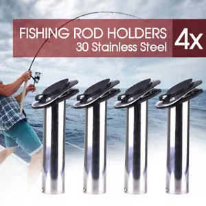 4x Fishing Rod Holders Stainless Steel Boat Flush Moun w/ Gasket Cap 30 Degree - Picture 1 of 6