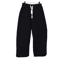 Out From Under Black Wide Leg Sweatpants With White Drawstring | SP