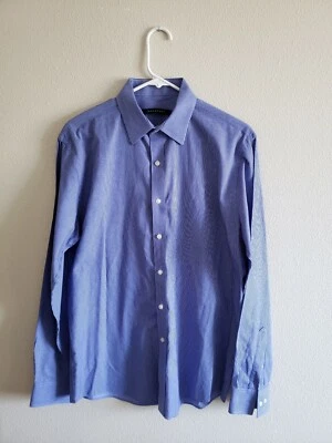 Sean John Long Sleeve Blue Button Dress Shirt Size Mens L 16    34-35 - Image 1 of 3