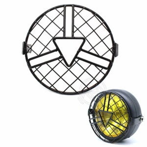 1pcs17cm Motorcycle Vintage Side Mount Metal Grill Headlight Cover Universal Fit - Picture 1 of 10