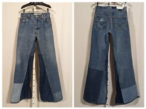 Re/Done x Levi's Patchwork Bell Bottom 60s 70s Hippie Flare Jeans 28 x 32 USA - Picture 1 of 8