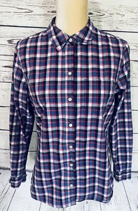 Women’s Small Blouse Gap Plaid Button Down Long Sleeves Boyfriend Fit Cotton - Picture 1 of 10