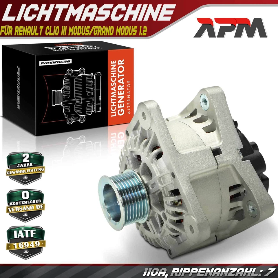 Generatore alternatore 110A 14V per Renault Clio III Modus/Grand Modus F/JP0 - Immagine 1 di 4