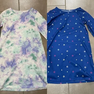 2X Sleep Dresses Shirts Youth Girls Cat & Jack Peace Signs Tie Dye Large 10/12 - Picture 1 of 7