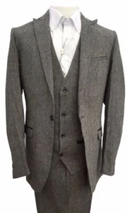MARC DARCY 3 PIECE TWEED SUIT JACKET / TROUSERS / WAISTCOAT MASON - GREY - Picture 1 of 3