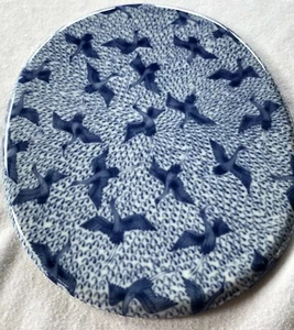 Fitz & Floyd Blue Stork Trivet Table Saver Suede Bottom Vintage Japan 9.5x7.5 - Picture 1 of 10