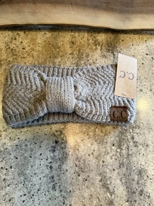 C.C exklusives Damen warm grau Fischgrät Knoten Winter Strick Stirnband Headwrap - Bild 1 von 4