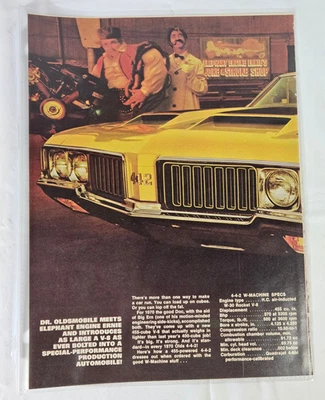 1970 Olds Yellow 442 W-30 Magazine COLOR AD Dr. Olds Elephant Engine Ernie  - Image 1 of 2