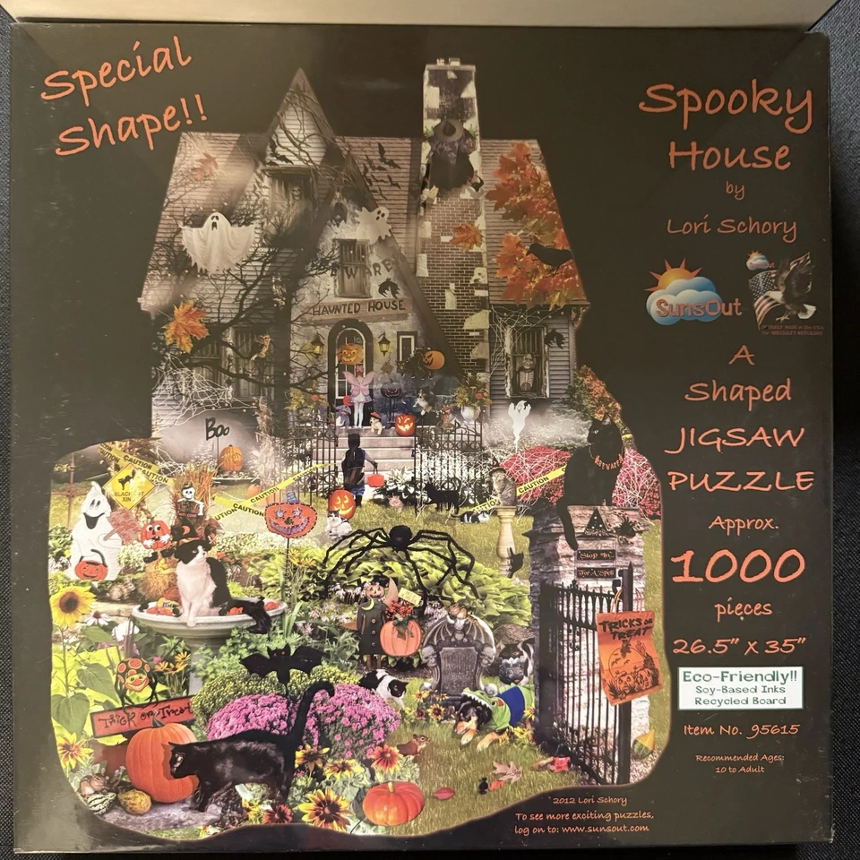 SunsOut SPOOKY HOUSE 1000 Pc Jigsaw Puzzle Halloween Trick or Treat Haunted New - Image 1 of 1