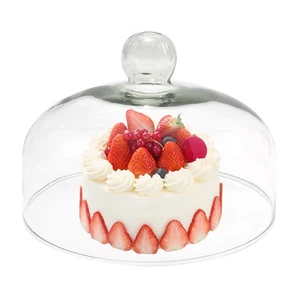 9inch Round Glass Dome Cake Display Cover Clear Cloche with Knob Handle - Picture 1 of 7