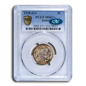 1938-D/S Buffalo Nickel MS-67+ PCGS CAC - Picture 1 of 3
