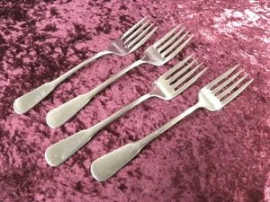 COLONIAL BOSTON / MINUTEMAN 4 Salad Forks Oneida SSS Stainless VERY FINE - Picture 1 of 3