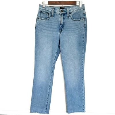 J.Crew Denim Jeans Women's Size 28 Straight Leg Light Wash Frayed Hem Pockets - Image 1 of 4