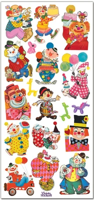 Pegatinas violetas payaso fiesta saludos manualidades planificador suministro álbum de recortes circo Foto 1 de 2