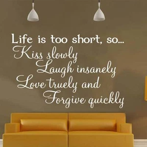 Adesivo da parete Life is too short WD01 vinile camera da letto citazione decalcomania decorazione - Foto 1 di 1