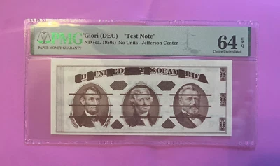 1950’s Giori Test Note choice Uncirculated, PMG 64 EPQ , scarce - Image 1 of 4