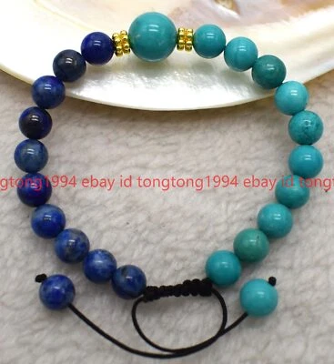 Charmant Edelste 8mm Blau Lapis Lazuli Türkis Runde Edelstein Perlen 7.5'' - Bild 1 von 4