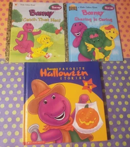 BARNEY - LOT OF 3 HARDCOVER BOOKS - SHARING, HALLOWEEN, CATCH THAT HAT, - Picture 1 of 2