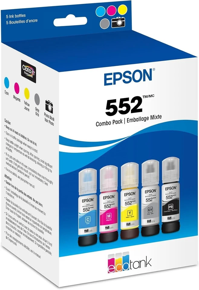 EPSON 552 EcoTank Ink Ultra-high Capacity Bottle Five Color Combo Pack T552920-S - Image 1 of 1