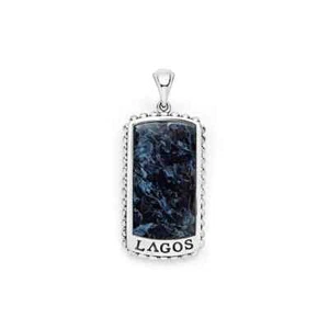 Colgante de caviar Krunch himno calcedonia azul de plata de ley Lagos para hombre - Imagen 1 de 5