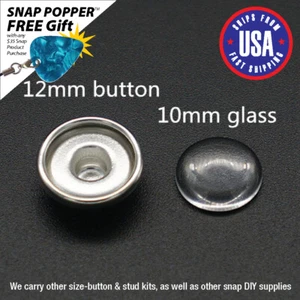 DIY 10mm Glass Cabochon/12mm Snap Charm Stud Base Fits 12mm Snaps - Picture 1 of 4