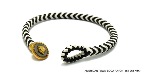 Bracciale Zebra Versace Medusa Testa Intrecciata Pelle Bianco e Nero per Polso 8"