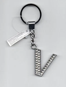 NEW! Rhinestone Bling Letter V Keyring / Keychain - Gift Idea - NEW IN PACK - Picture 1 of 1