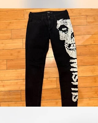Black and white Misfits x Iron Fist denim jeans #punk #skull Sz 3 — 第 1/4 张图片