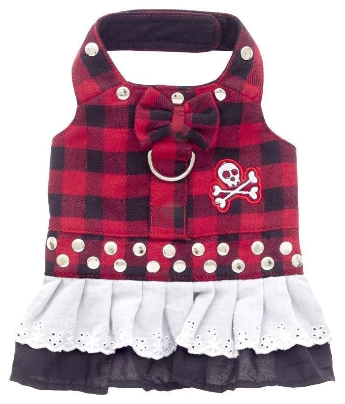 Arnés de vestir a cuadros búfalo rojo y negro estilo XS para perro de Doggles Foto 1 de 1