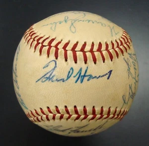 1958 NL All-Stars Team Signed OAL Harridge Baseball Aaron Mays + JSA - Picture 1 of 7