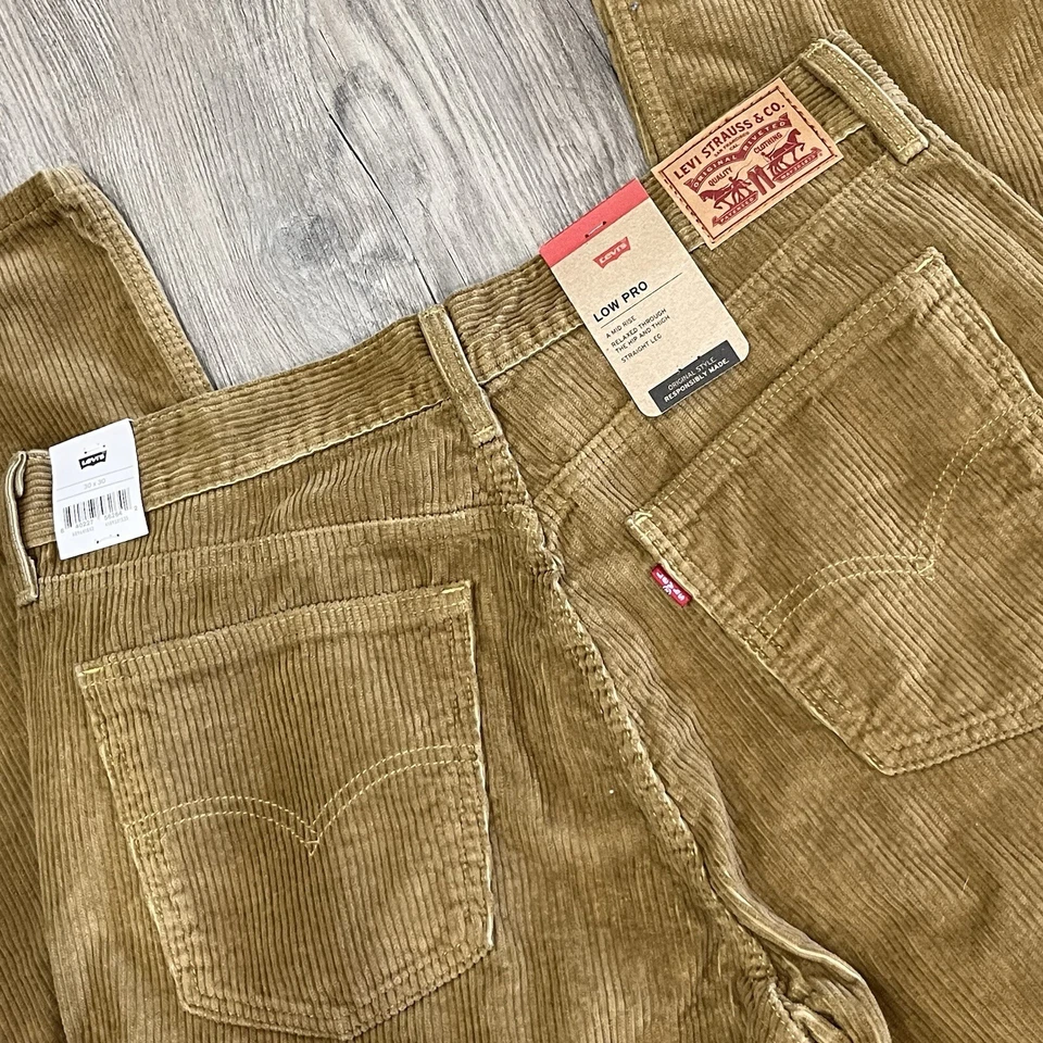 Levi's Corduroy Pants Black Low Pro Mid Rise Straight Leg Men’s Size 31x30