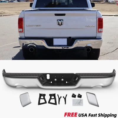 Chrome Rear Dual Exhaust Step Bumper W/O Sensor For 2009-2018 Dodge Ram 1500 - Imagem 1 de 4
