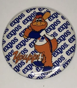 Vintage 1980 Montreal Expos Youppi! Mascot Pinback Button - 3.5” - Imagen 1 de 3