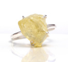 AAA++ Natural Lemon Quartz Rough Gemstone 925 Sterling Silver Propose Ring 6.5US