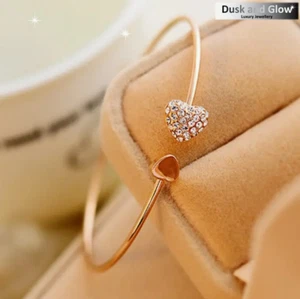 Venta al por mayor Pulsera Corazón Cristal Dorado Mujeres Niña Joyería Regalo Reino Unido NUEVO Lote de Trabajo - Imagen 1 de 13