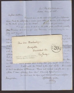 USS Independence 1855 Stampless Ship Cover Excellent Rushenberger Letter in Peru - Picture 1 of 4