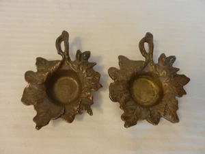 Paar Teelicht Kerzenhalter aus Metallguss Blattform von SPI dunkelmessingfarben - Bild 1 von 7