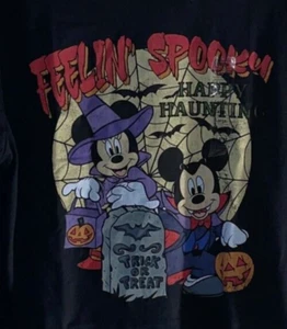 Disney Unisex T Shirt Short Sleeve Feelin Spooky Happy Haunting Mickey Minnie L - Picture 1 of 4