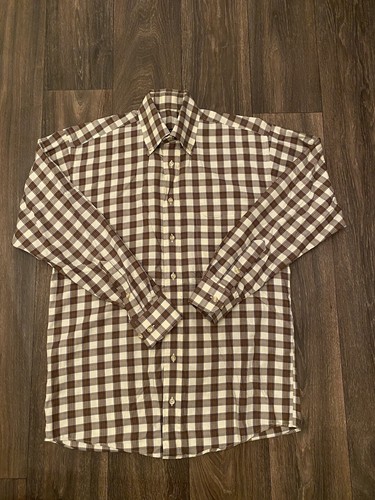 Camicia da uomo Burberry London abbottonata a quadri manica lunga marrone senza taglia