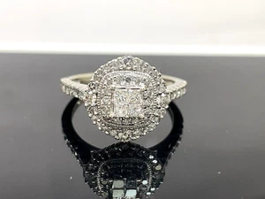 Engagement Ring 10k White Gold Diamond 0.50ctw Quad Princess Cut Women's Size 7 - Picture 1 of 14