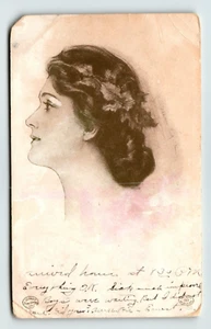 Postcard Pretty Woman Drawing Art Signed C Allan Gilbert - Picture 1 of 2