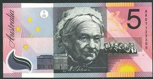 2001 Australia Mint Low Serial Federation $5 AA01123366 1st Prefix Polymer r219F - Foto 1 di 2
