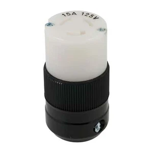 Marinco 4729, 15A 125V 2 Pole 3 Wire NEMA L5-15R Locking Connector White/Black - Picture 1 of 1