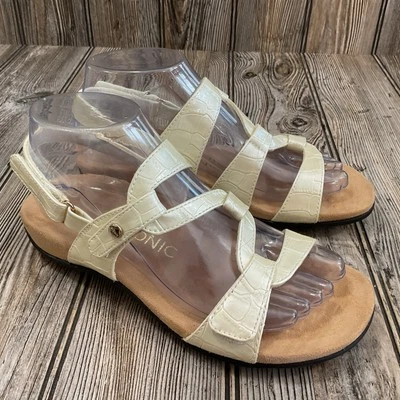 Vionic Paros Ivory Adjustable Arch Support Womens Sandals Hook Loop Size 6 - Image 1 of 4